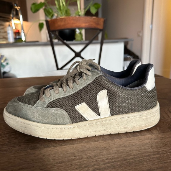 VEJA V-12 Leather and Rubber-Trimmed Suede and B-Mesh Sneakers - Picture 1 of 6